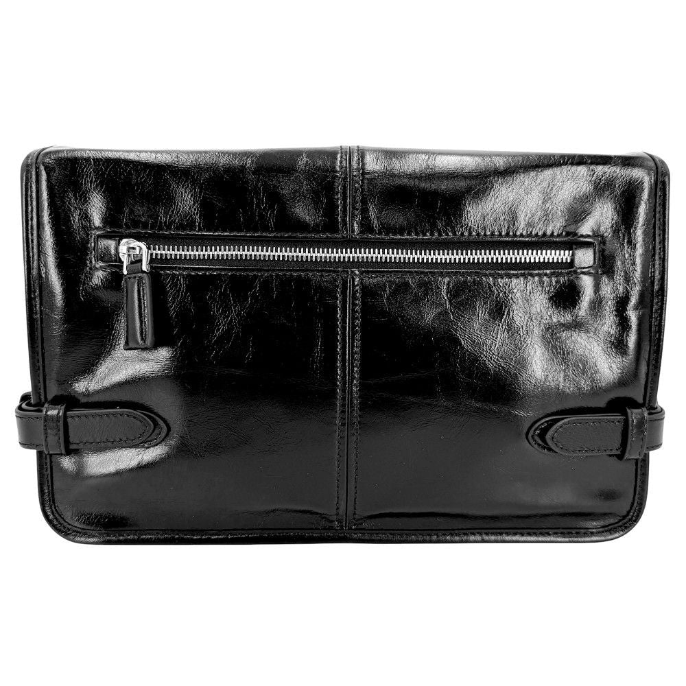 Prada Shoulder Bag Triangle Logo Soft Looks Leather Crossbody Black Silver — view 2