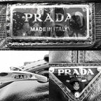 Prada Shoulder Bag Triangle Logo Soft Looks Leather Crossbody Black Silver — view 5