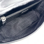 Prada Shoulder Bag Triangle Logo Soft Looks Leather Crossbody Black Silver — view 4