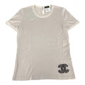 Chanel Top CC Logo Short Sleeve Knit 36 Beige Cashmere Silk Summer Sweater
