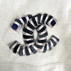 Chanel Top CC Logo Short Sleeve Knit 36 Beige Cashmere Silk Summer Sweater — view 3
