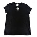 Chanel Short Sleeve T-Shirt CC Logo Top with Corsage 38 Black Cotton Summer