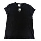 Chanel Short Sleeve T-Shirt CC Logo Top with Corsage 38 Black Cotton Summer
