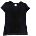 Chanel Short Sleeve T-Shirt Neck Lace Top Logo 36 Black Cotton Polyester Summer