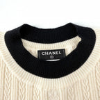 Chanel Top CC Logo Knit Heart 36 Ivory Black Wool Spring Autumn Sweater — view 5