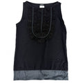Chanel Tank Top Sleeveless Top CC Logo Lace 38 Black Silk Summer