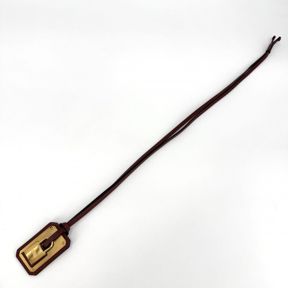 Hermes Necklace O'Kelly GM Pendant Long Leather Brown Gold — view 4