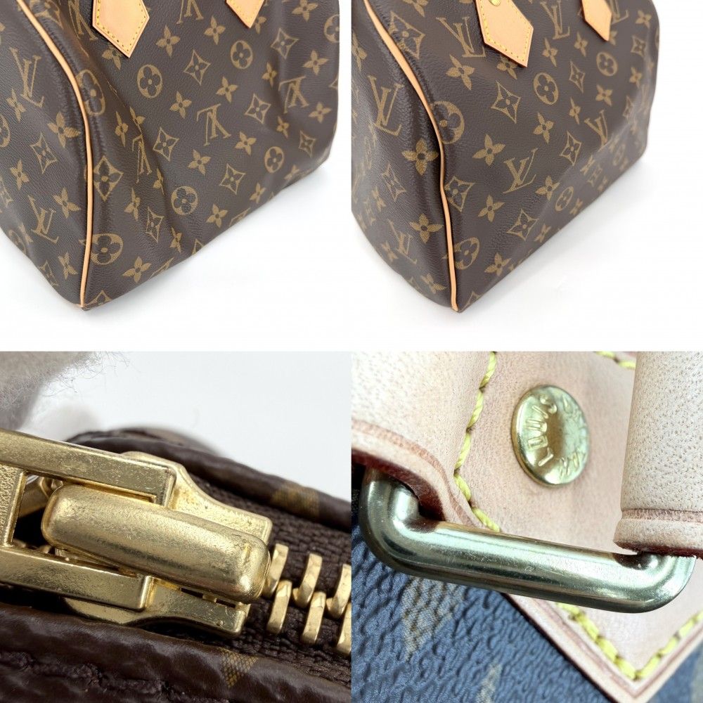 Louis Vuitton Monogram Speedy 25 Mini Boston Bag Brown Gold — view 6