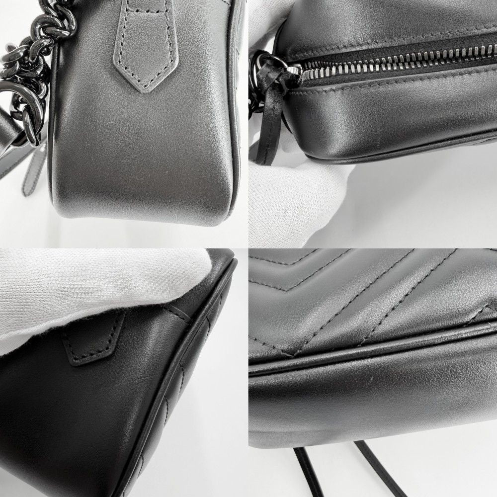 Gucci Shoulder Bag GG Marmont Small Quilted Crossbody Leather Black — view 7