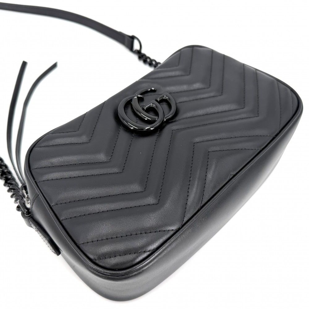 Gucci Shoulder Bag GG Marmont Small Quilted Crossbody Leather Black — view 3