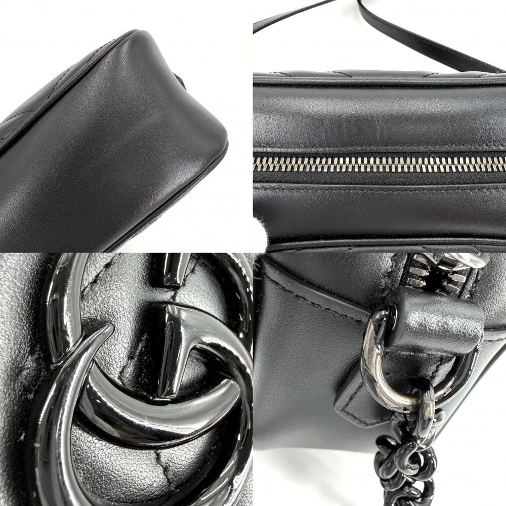 Gucci Shoulder Bag GG Marmont Small Quilted Crossbody Leather Black — view 6