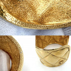 Chanel Bangle Bracelet CC Logo Vintage Quilted Gold Plated — view 6