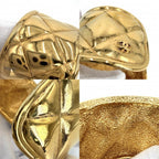 Chanel Bangle Bracelet CC Logo Vintage Quilted Gold Plated — view 5