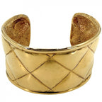 Chanel Bangle Bracelet CC Logo Vintage Quilted Gold Plated