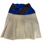 Chanel Skirt Silk Pleated 34 Ivory Blue Silver Wool Spring Fall — view 2