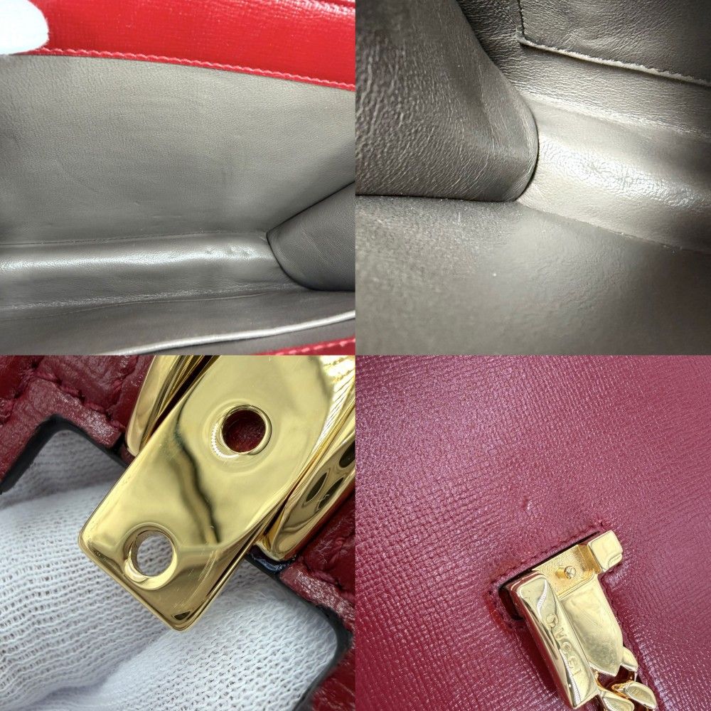 Gucci 2-Way Sylvie Shoulder Bag Crossbody Leather Red Gold — view 7