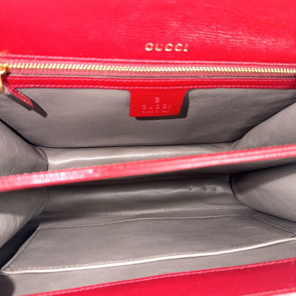 Gucci 2-Way Sylvie Shoulder Bag Crossbody Leather Red Gold — view 4