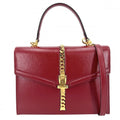 Gucci 2-Way Sylvie Shoulder Bag Crossbody Leather Red Gold