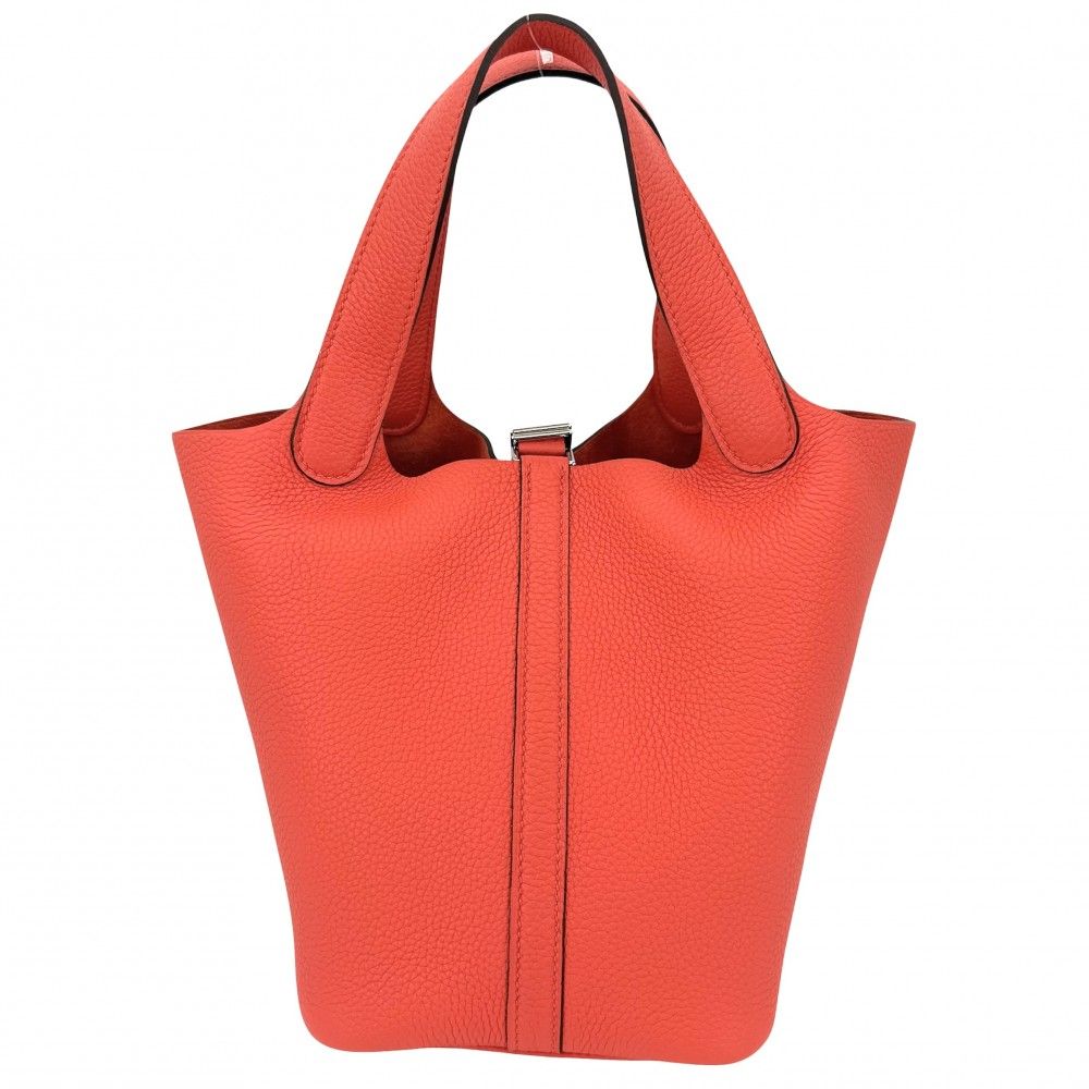 Hermes Handbag Picotin Lock PM Taurillon Clemence Orange Silver — view 2