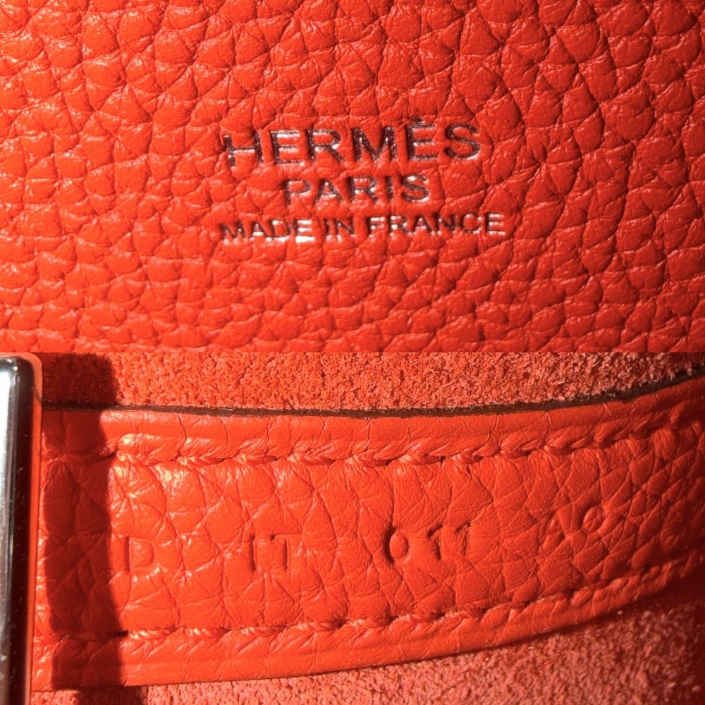 Hermes Handbag Picotin Lock PM Taurillon Clemence Orange Silver — view 5