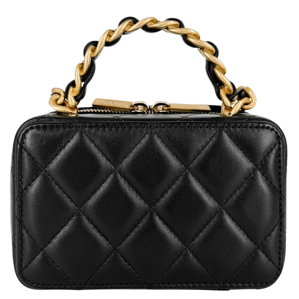 Chanel 2-Way Quilted CC Logo Mini Chain Shoulder Bag Crossbody Vanity Lambskin — view 2