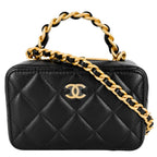 Chanel 2-Way Quilted CC Logo Mini Chain Shoulder Bag Crossbody Vanity Lambskin
