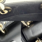 Dior Handbag Cannage Lady Mini Small Lambskin Black Gold — view 7