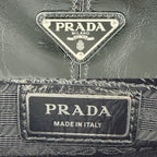 Prada Shoulder Bag Triangle Logo Soft Looks Leather Crossbody Black Silver — view 5