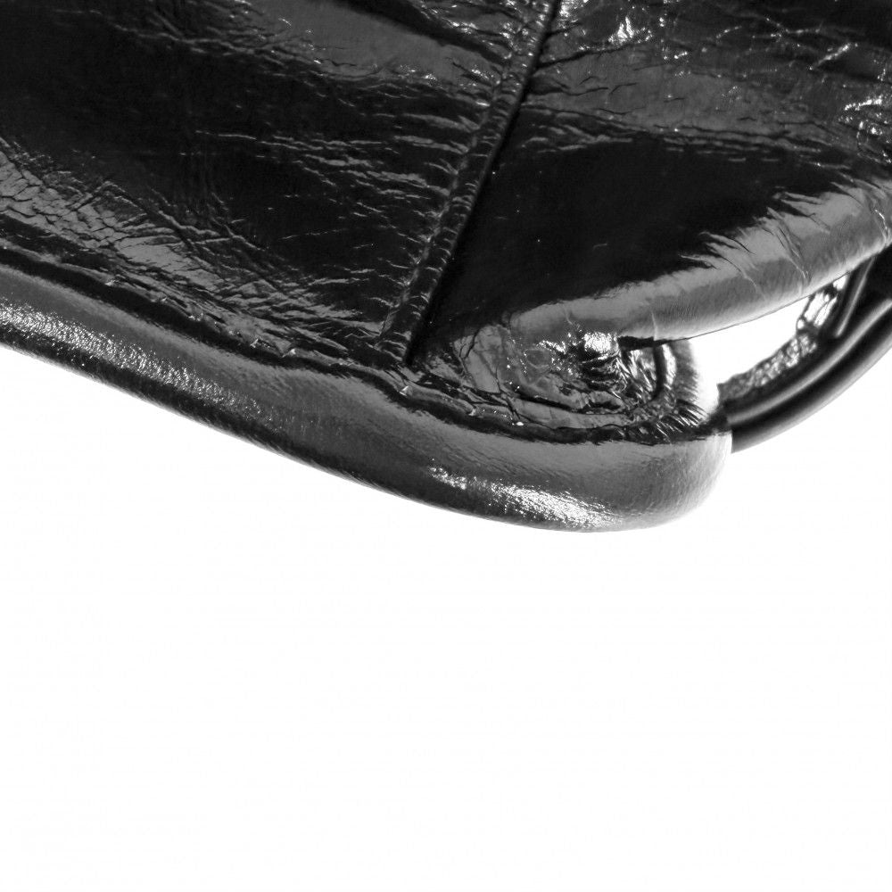 Prada Shoulder Bag Triangle Logo Soft Looks Leather Crossbody Black Silver — view 6