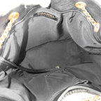 Chanel Shoulder Bag CC Logo Stitch Drawstring Crossbody Lambskin Black Gold — view 4