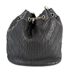 Chanel Shoulder Bag CC Logo Stitch Drawstring Crossbody Lambskin Black Gold — view 2