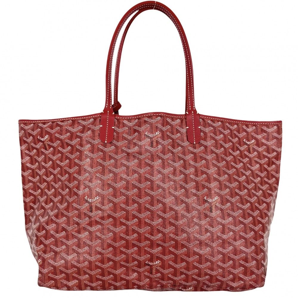 Goyard Tote Saint Louis PM Handbag Shoulder Leather Red Silver — view 2