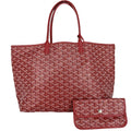 Goyard Tote Saint Louis PM Handbag Shoulder Leather Red Silver