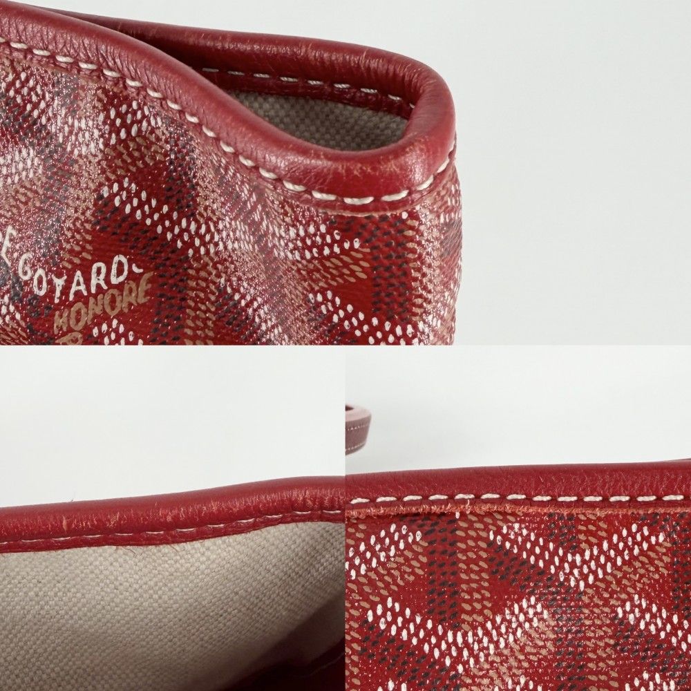 Goyard Tote Saint Louis PM Handbag Shoulder Leather Red Silver — view 6