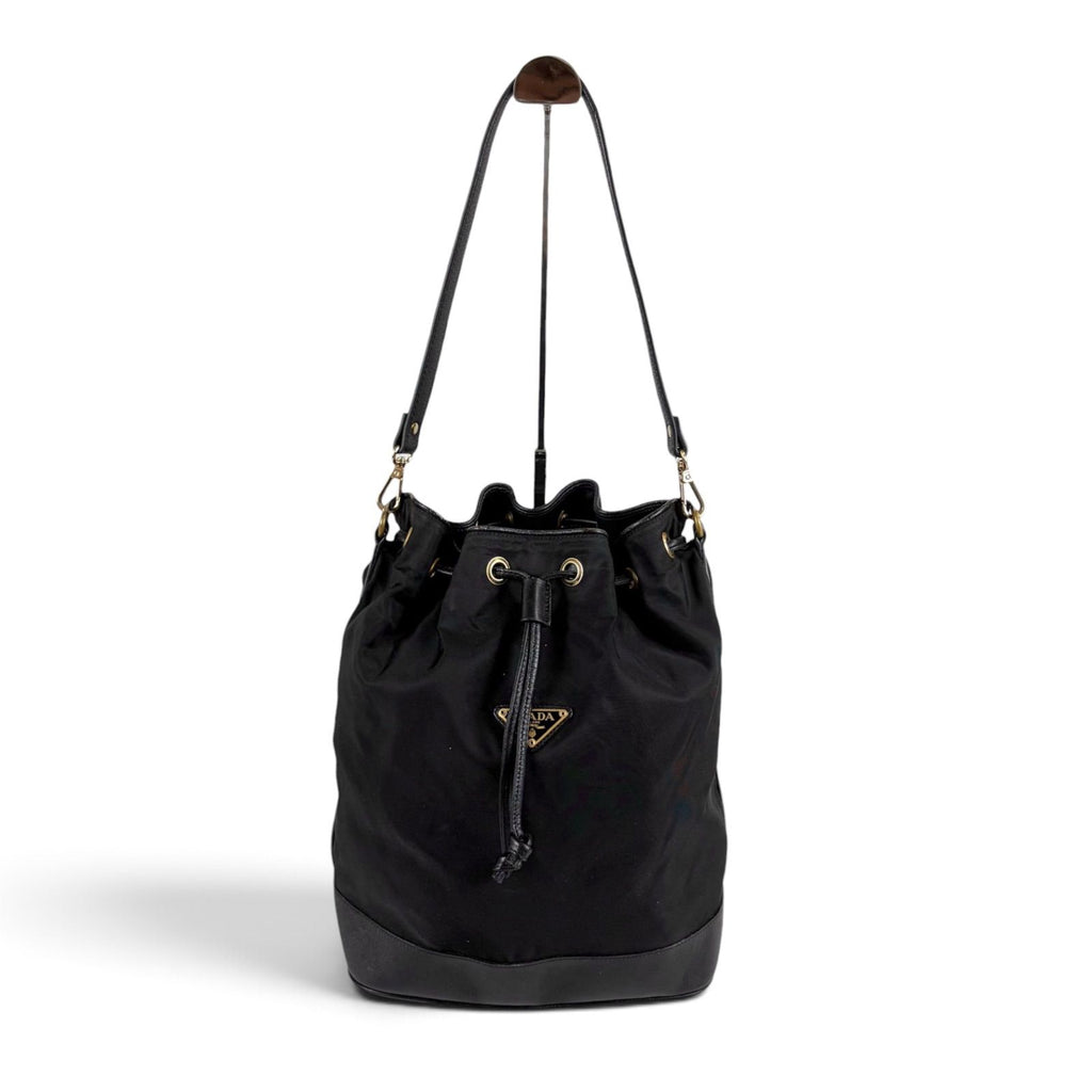 Prada Triangle Logo Hobo Black Nero Tessuto