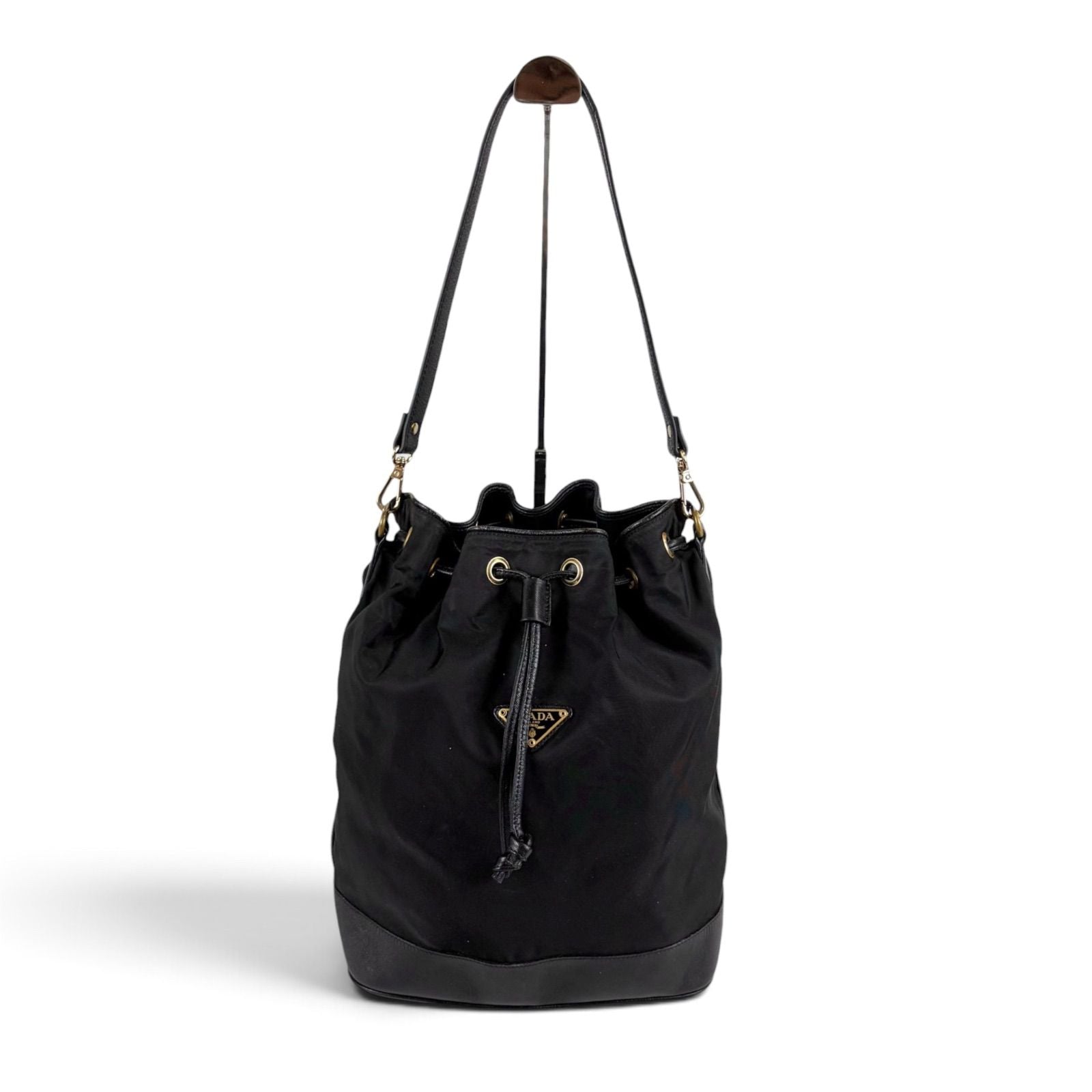 Prada Triangle Logo Hobo Black Nero Tessuto