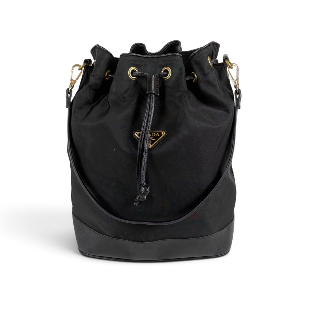 Prada Triangle Logo Hobo Black Nero Tessuto — view 3