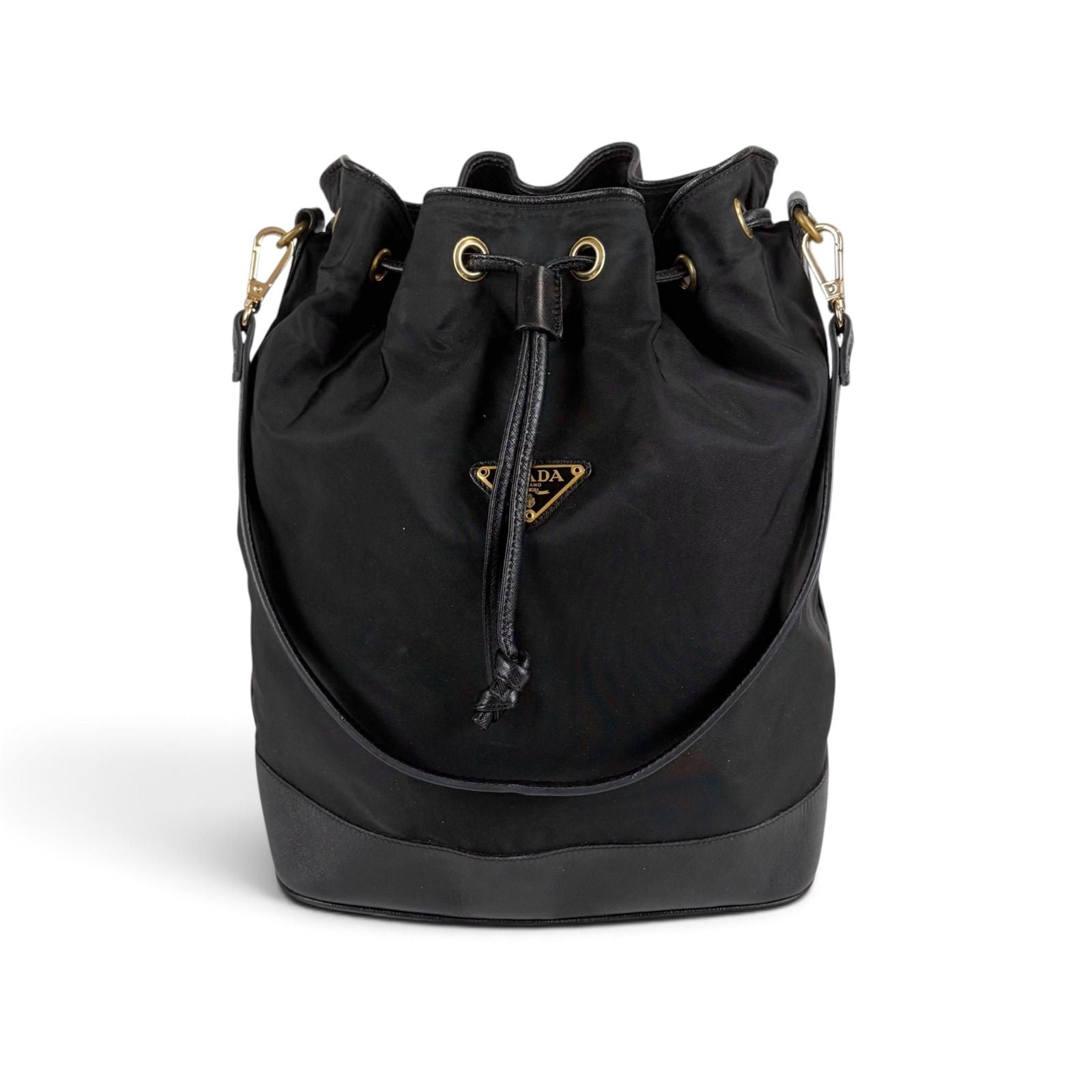Prada Triangle Logo Hobo Black Nero Tessuto — view 3