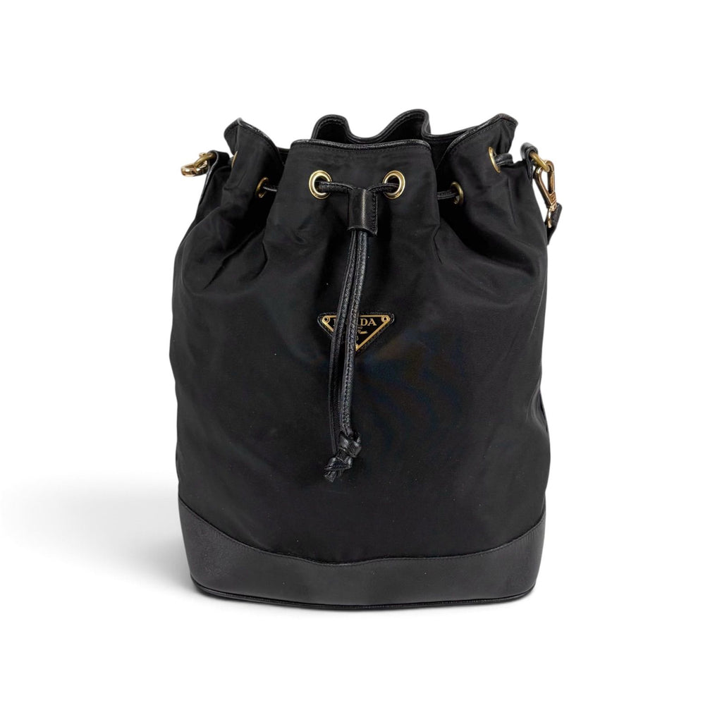Prada Triangle Logo Hobo Black Nero Tessuto — view 4
