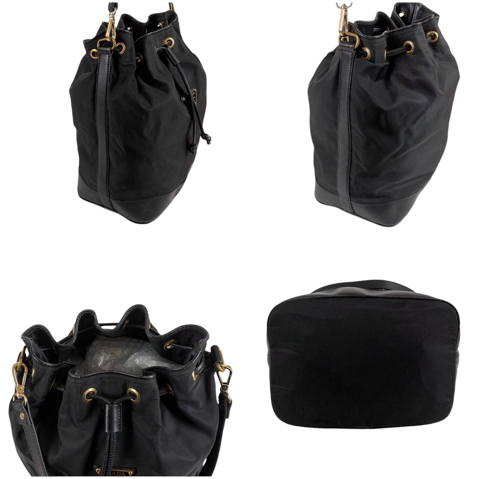 Prada Triangle Logo Hobo Black Nero Tessuto — view 6
