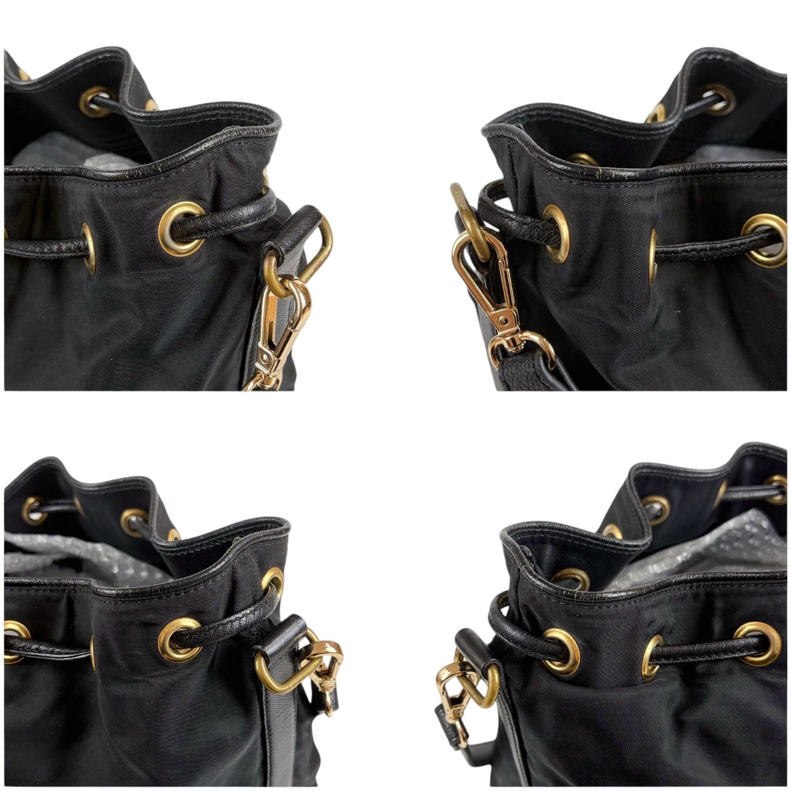 Prada Triangle Logo Hobo Black Nero Tessuto — view 7