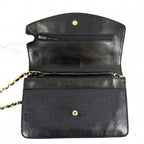 Chanel Chain Wallet CC Logo Shoulder Bag Crossbody Caviar Leather Black Gold — view 4