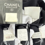 Chanel Set Jacket Skirt Vintage CC Logo 42 Black Silver Wool — view 3