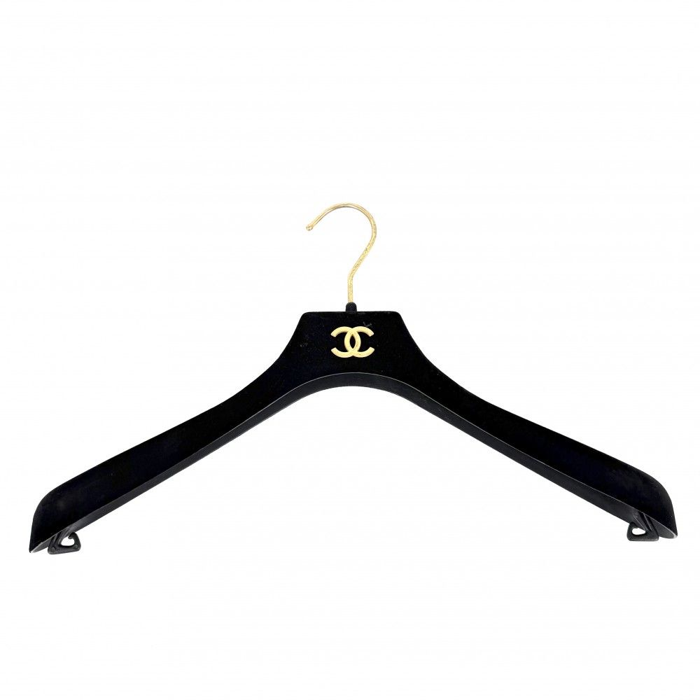 Chanel Set Jacket Skirt Vintage CC Logo 42 Black Silver Wool — view 7