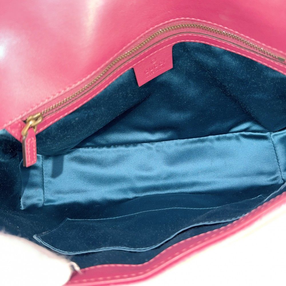 Gucci Shoulder Bag GG Marmont Quilted Chain Crossbody Embroidery Velour Leather — view 4
