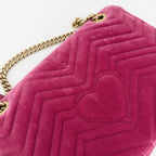 Gucci Shoulder Bag GG Marmont Quilted Chain Crossbody Embroidery Velour Leather — view 8
