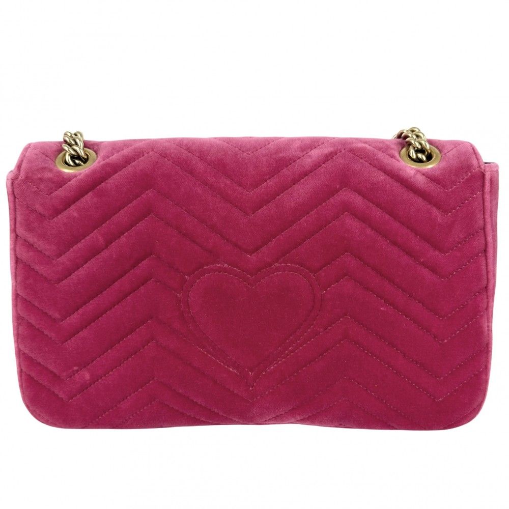 Gucci Shoulder Bag GG Marmont Quilted Chain Crossbody Embroidery Velour Leather — view 2