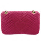 Gucci Shoulder Bag GG Marmont Quilted Chain Crossbody Embroidery Velour Leather — view 2