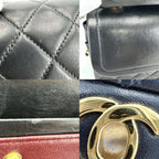 Chanel Shoulder Bag Quilted 25 Double Chain Flap Crossbody CC Logo Turnlock — view 7