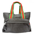 Gucci Tote Sherry Line Handbag Nylon Black Silver